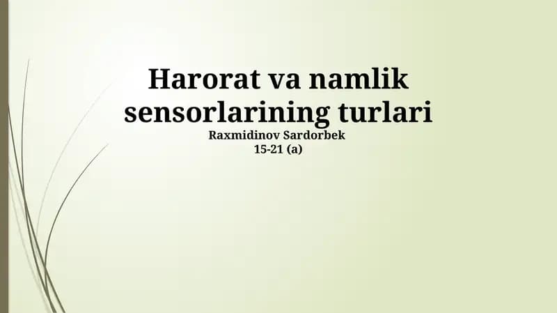 Harorat va namlik sensorlarining turlari