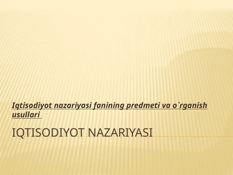 Iqtisodiyot nazariyasi