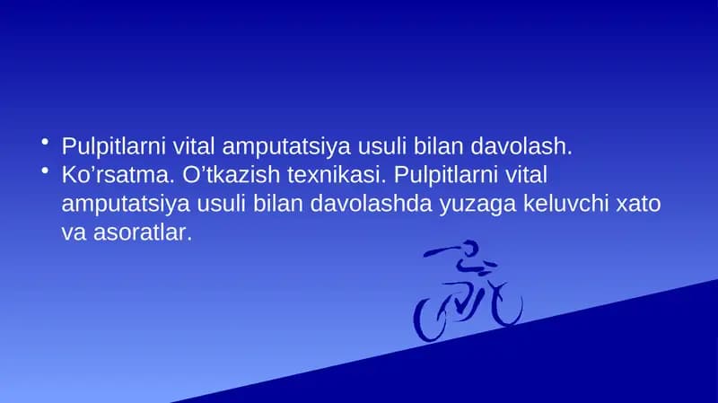 Pulpitlarni vital amputatsiya usuli bilan davolash