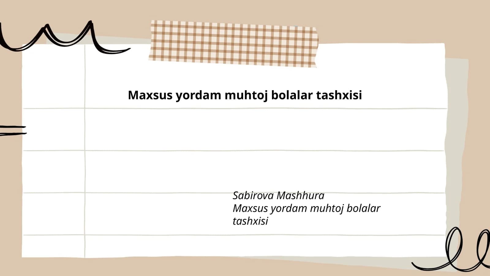 Maxsus yordam muhtoj bolalar tashxisi