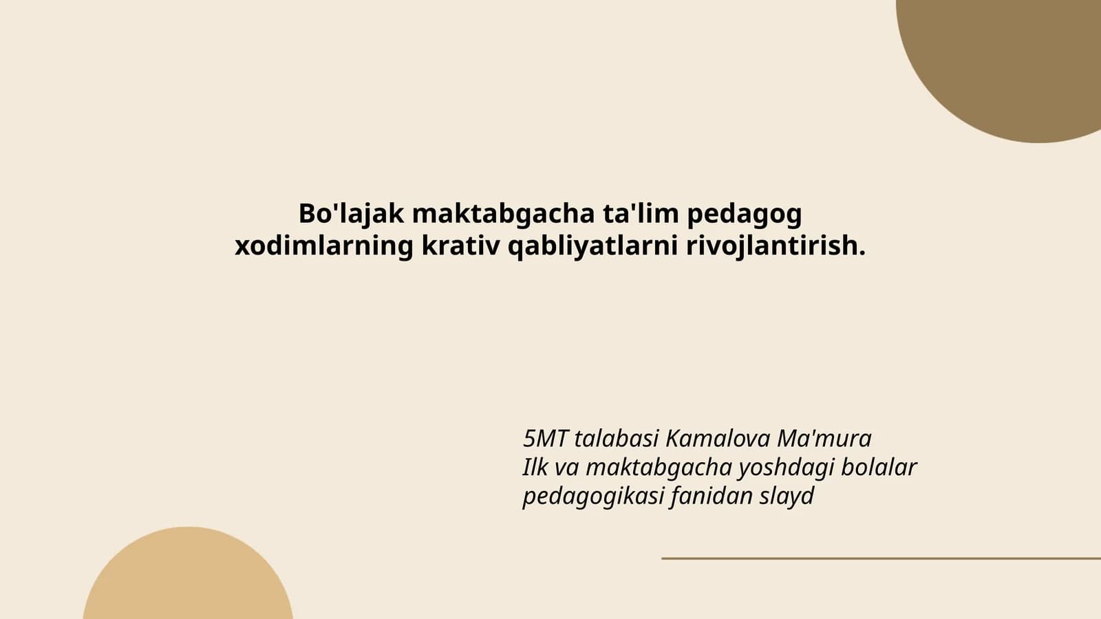 Bo'lajak maktabgacha ta'lim pedagog xodimlarning krativ qabliyatlarni rivojlantirish
