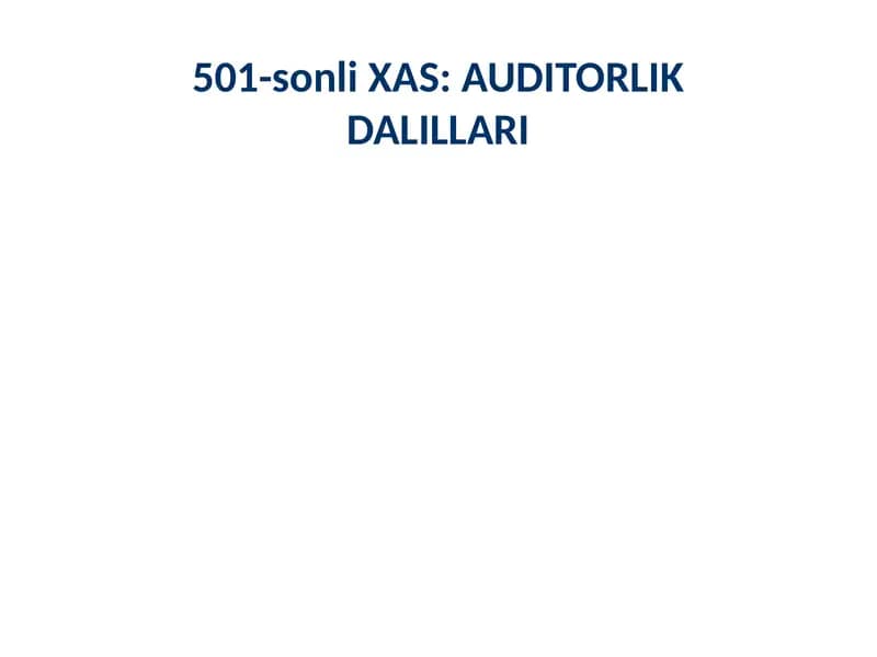 501-sonli XAS: AUDITORLIK DALILLARI
