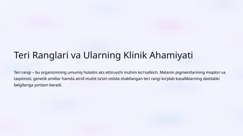 Teri Ranglari va Ularning Klinik Ahamiyati
