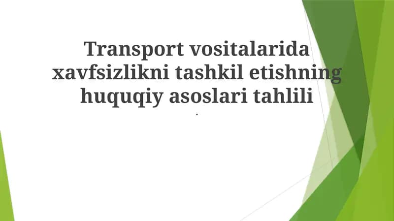 Transport Xavfsizligi Tahlili