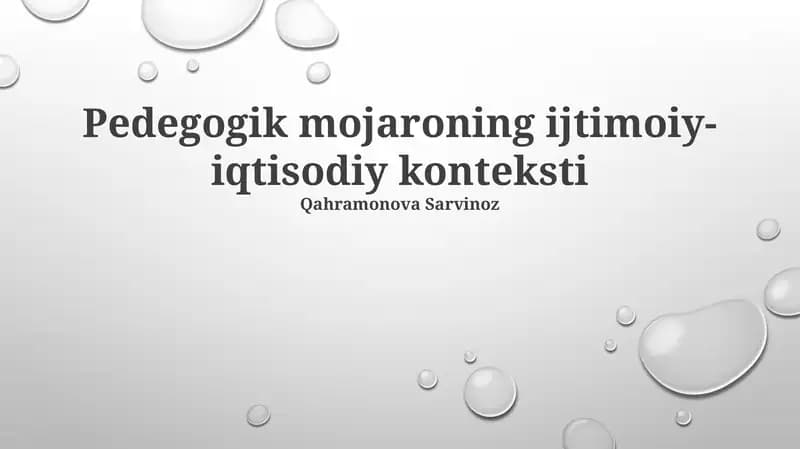 Pedegogik mojaroning ijtimoiy-iqtisodiy konteksti