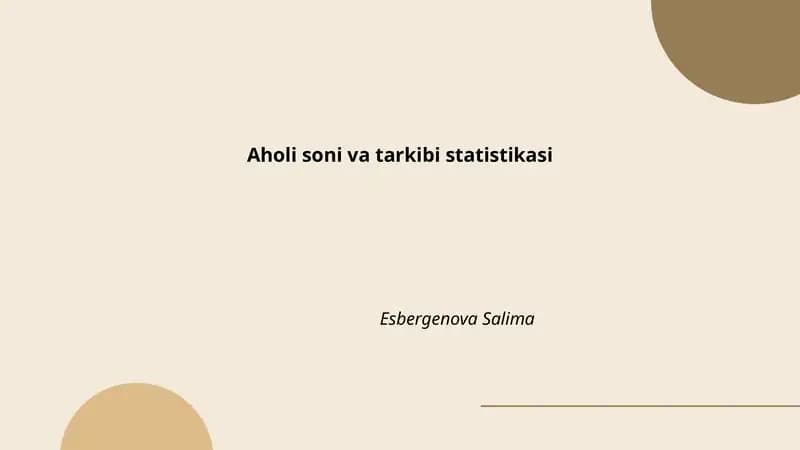 Aholi soni va tarkibi statistikasi