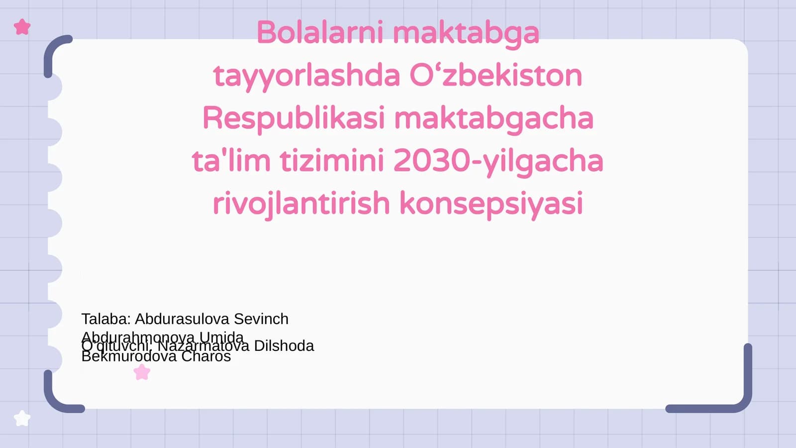 Maktabgacha ta'lim tizimini 2030-yilgacha rivojlantirish konsepsiyasi