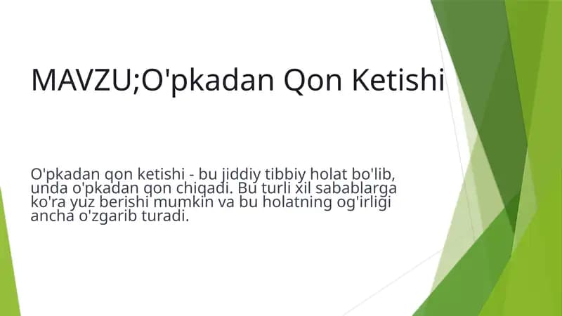 O'pkadan Qon Ketishi