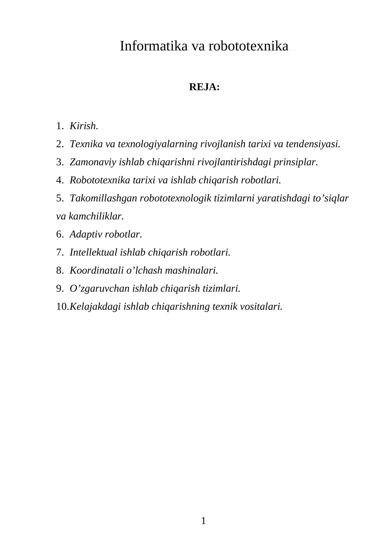 Informatika va robototexnika