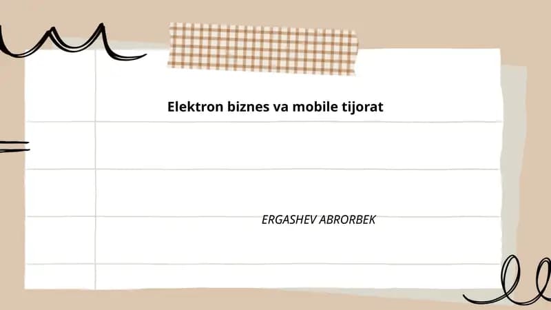 Elektron biznes va mobile tijorat