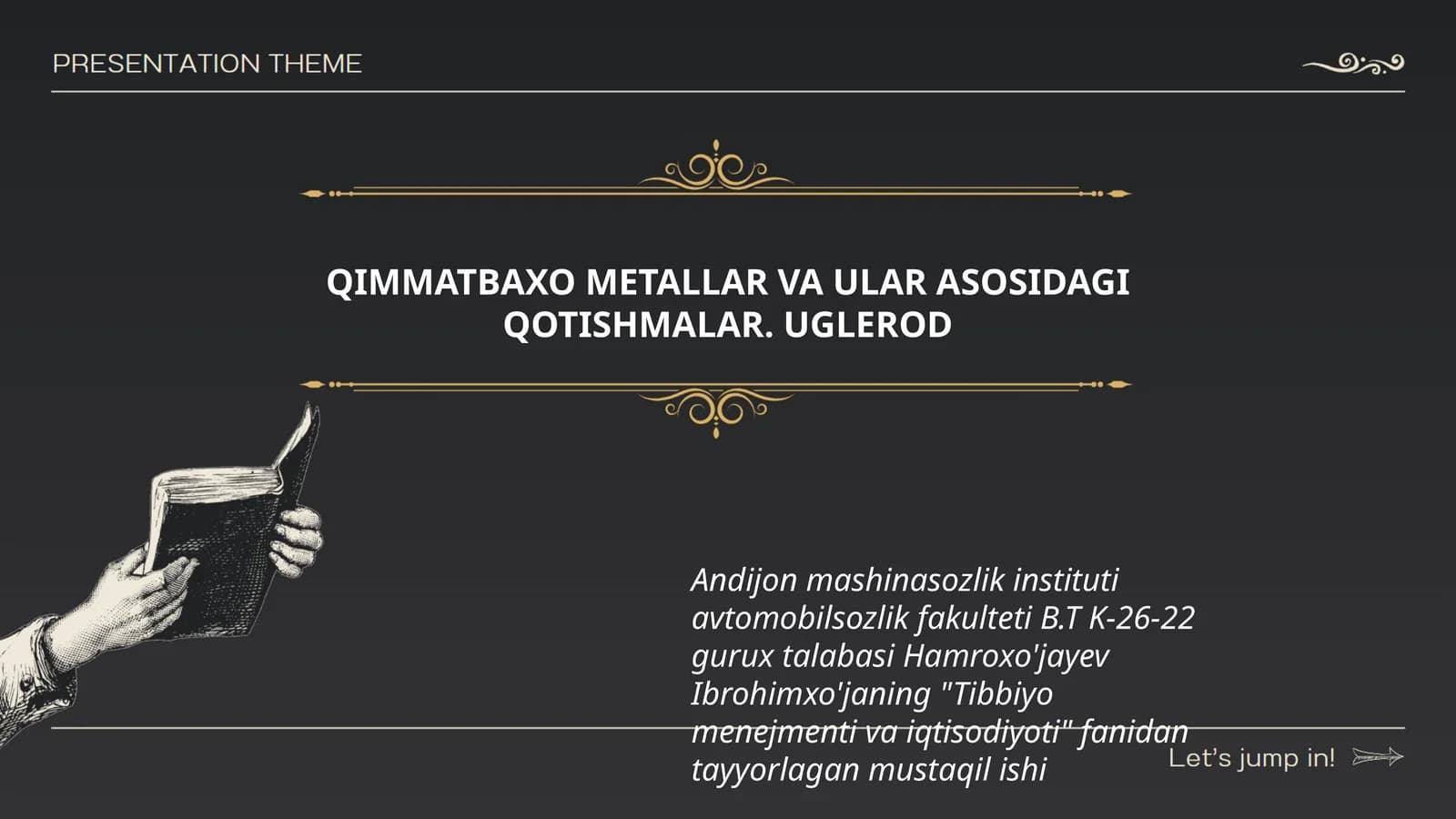 QIMMATBAXO METALLAR VA ULAR ASOSIDAGI QOTISHMALAR. UGLEROD
