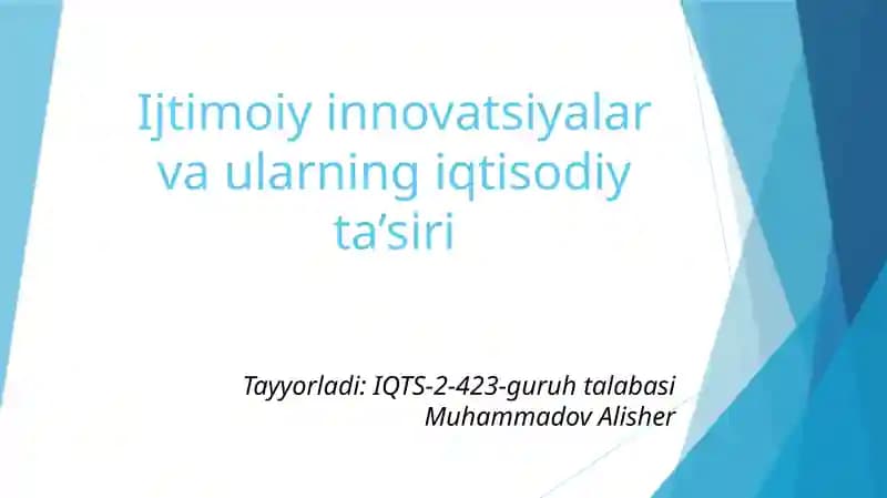 Innovatsion iqtisodyotda ijtimoiy-iqtisodiy masalalar