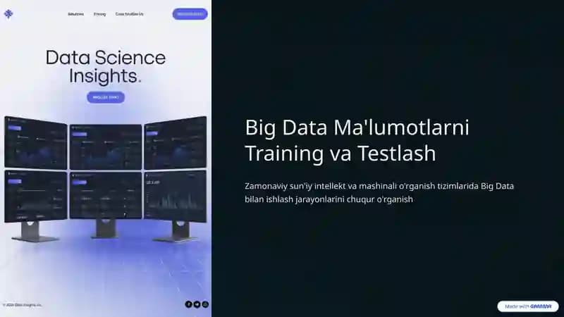 Big Data Ma'lumotlarni Training va Testlash