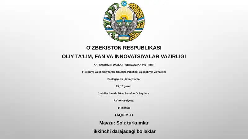 So'z turkumlar ikkinchi darajadagi bo'laklar Paronimlarni