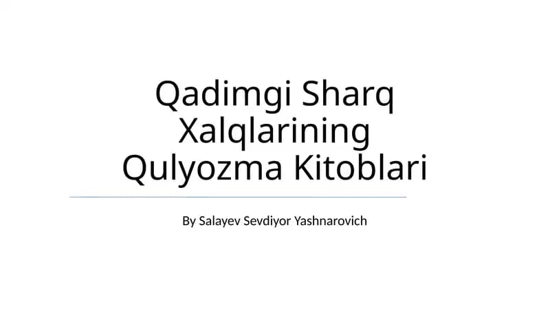 Qadimgi Sharq Xalqlarining Qulyozma Kitoblari