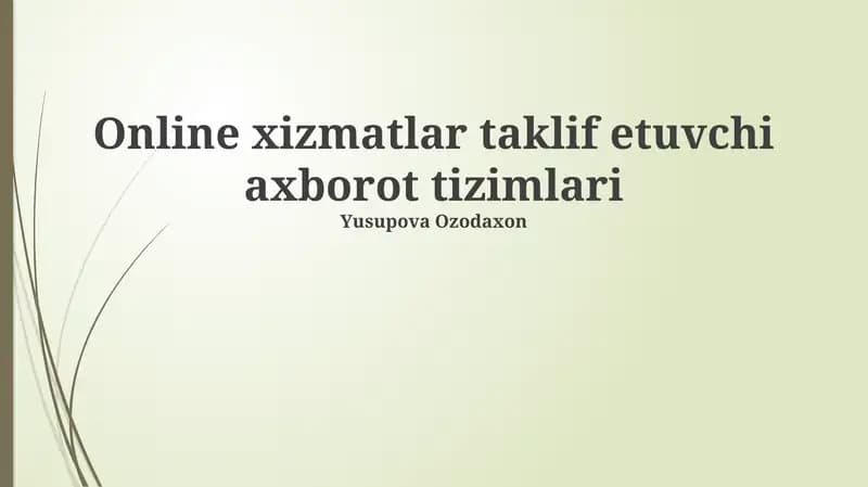 Onlayn Xizmatlarni Taklif Qiluvchi Axborot Tizimlari