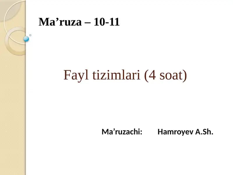 Fayltizimlari(4soat)