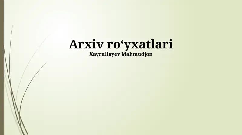 Arxiv Ro'yxatlari va ilmiy tadqiqotlar