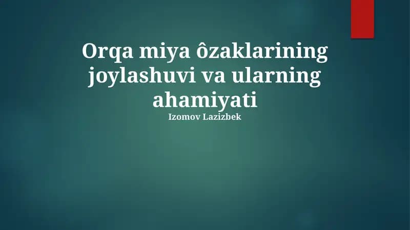 Orqa miya ôzaklarining joylashuvi va ularning ahamiyati