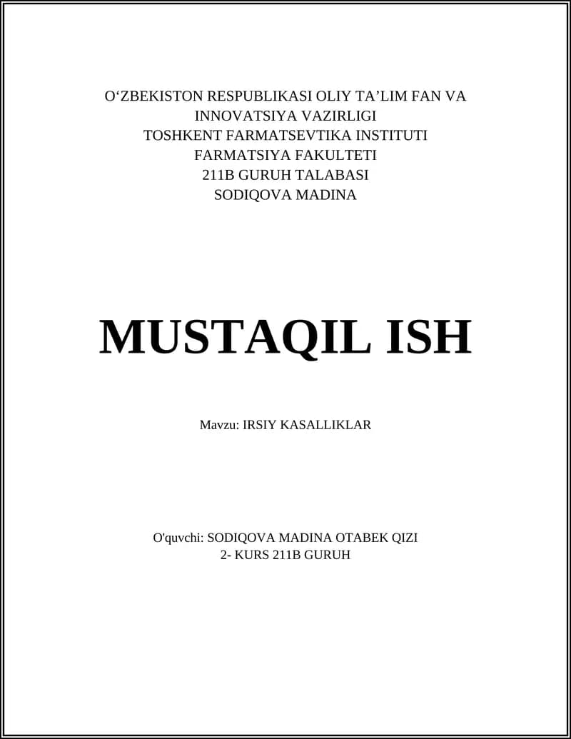 Irsiy kasalliklarning meros olish mexanizmlari