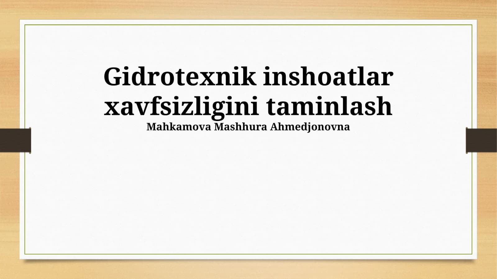 Gidrotexnik inshoatlar xavfsizligini taminlash