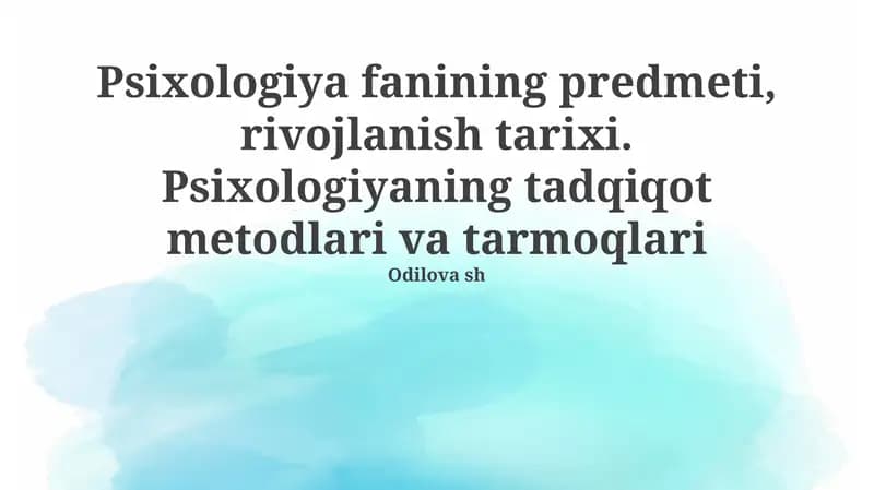 Psixologiya fanining predmeti