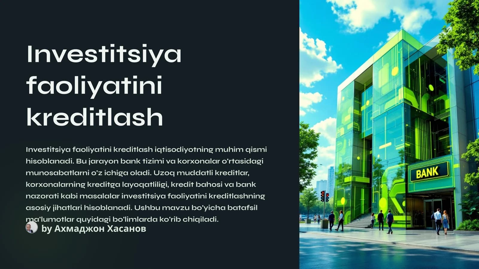 Investitsiya faoliyatini kreditlash