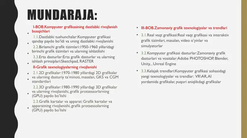 Kompyuter grafikasining dastlabki rivojlanish bosqichlari