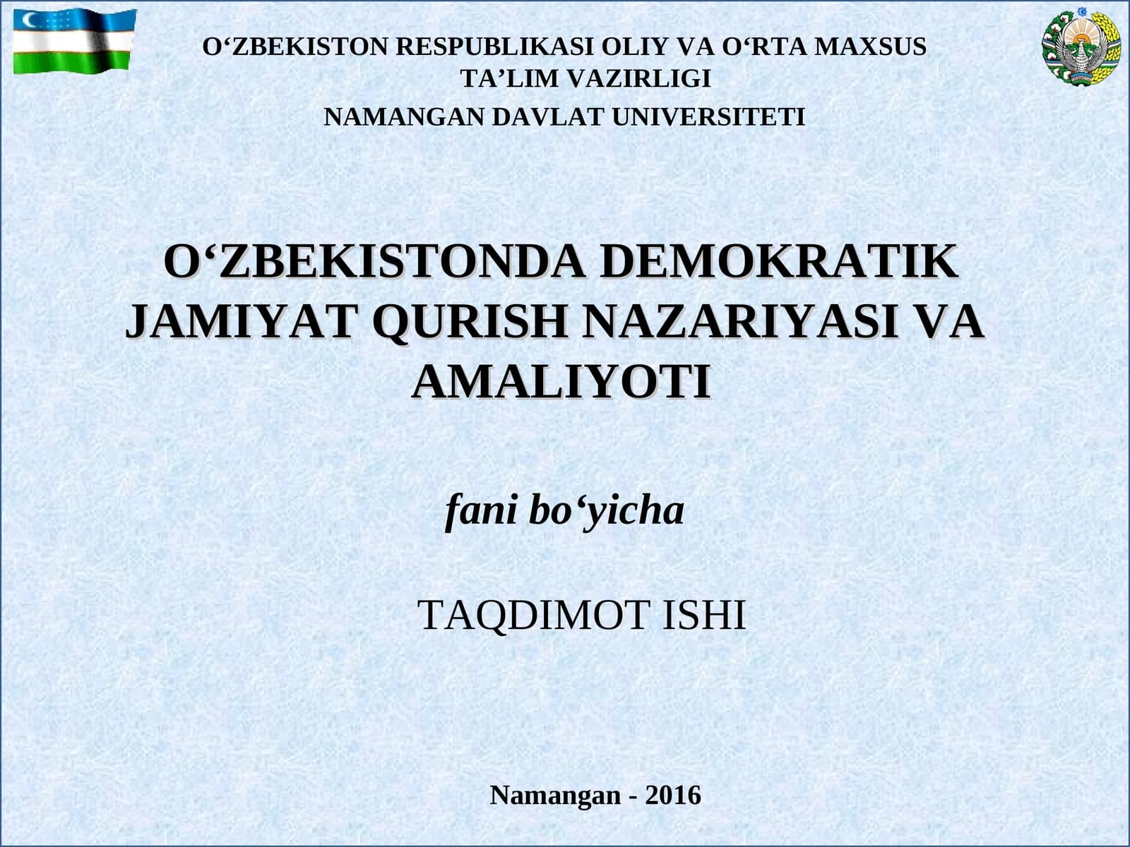 O‘ZBEKISTONNING JAHON HAMJAMIYATI BILAN HAMKORLIGIDA DEMOKRATIK TAMOYILLARGA ASOSLANISHI