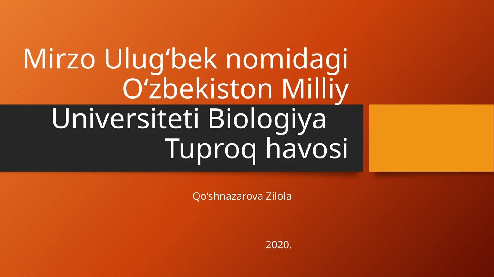 Mirzo Ulug‘bek nomidagi O‘zbekiston Milliy Universiteti, Biologiya Tuproq havosi