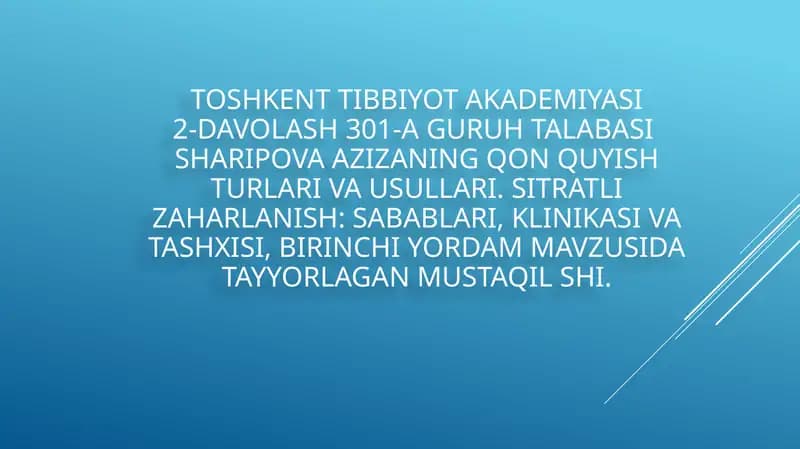 Sitrat bilan zaharlanish