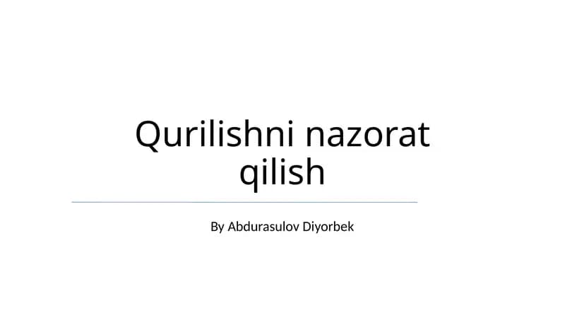 Qurilishni nazorat qilish