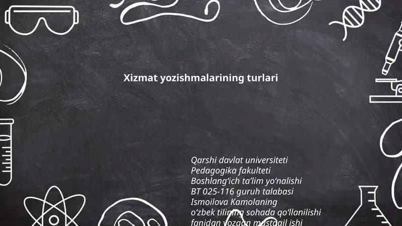 Ishmoila Kamolaning o'zbek tilidan yozgan mustaqil ishi