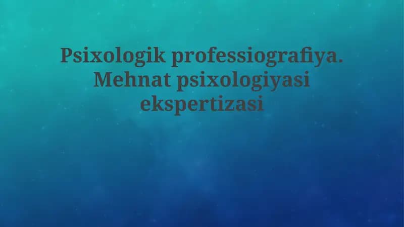 Kasbiy psixologiya