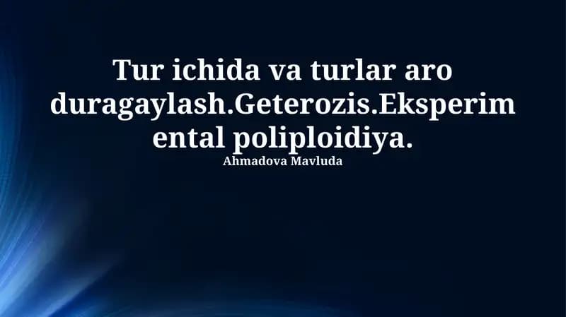 Tur ichidagi va turlararo duragaylanish