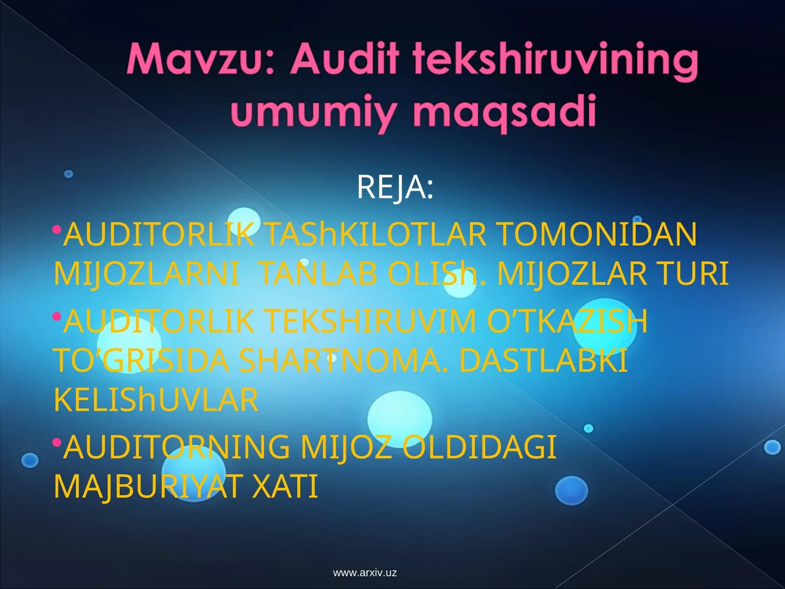 Auditorlik tashkilotlar tomonidan mijozlarni tanlab olish