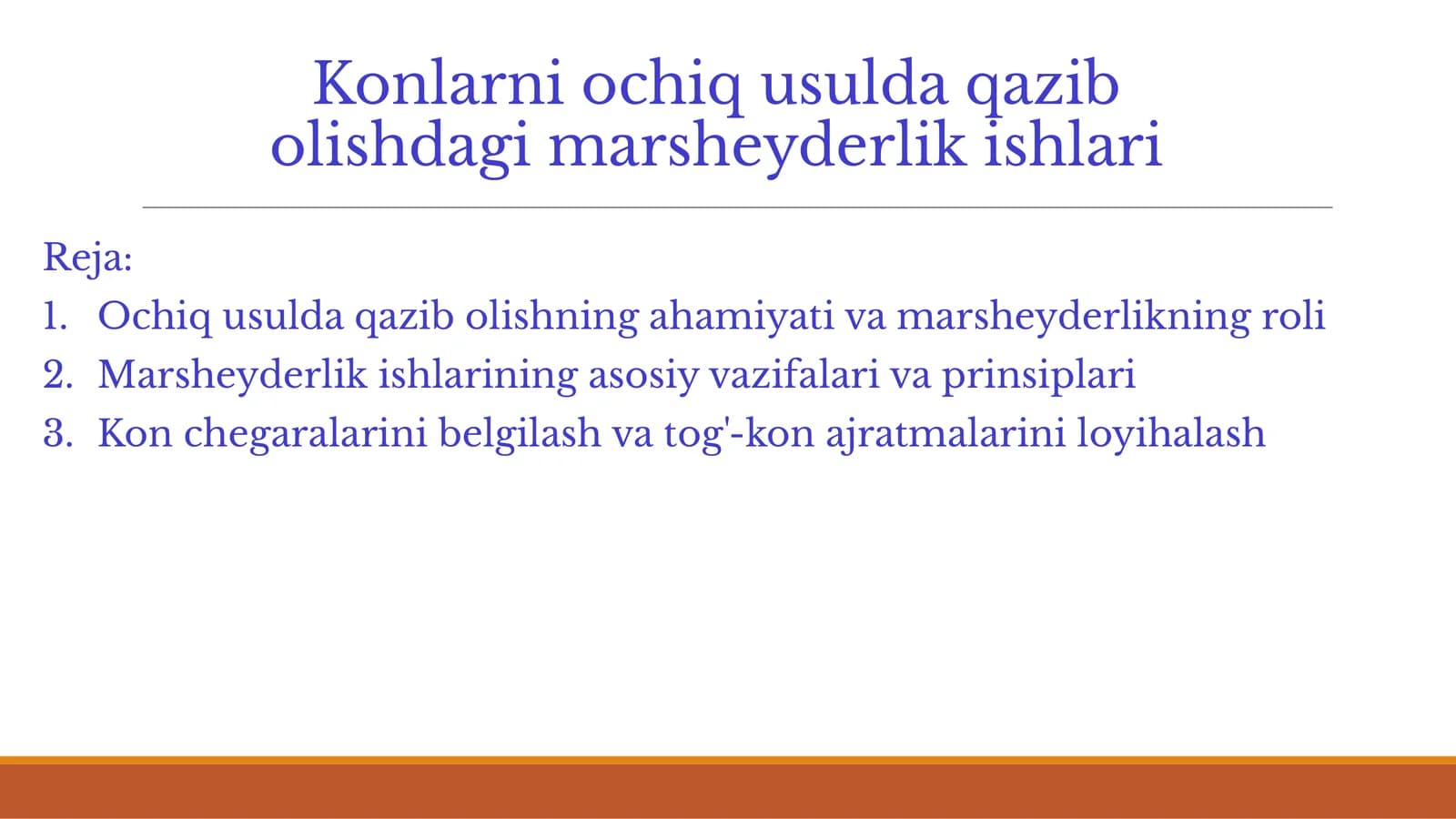 Konlarni Ochiq Usulda Qazib Olishdagi Marsheyderlik Ishlari