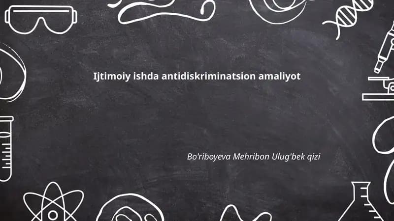 Ijtimoiy ishda antidiskriminatsion amaliyot