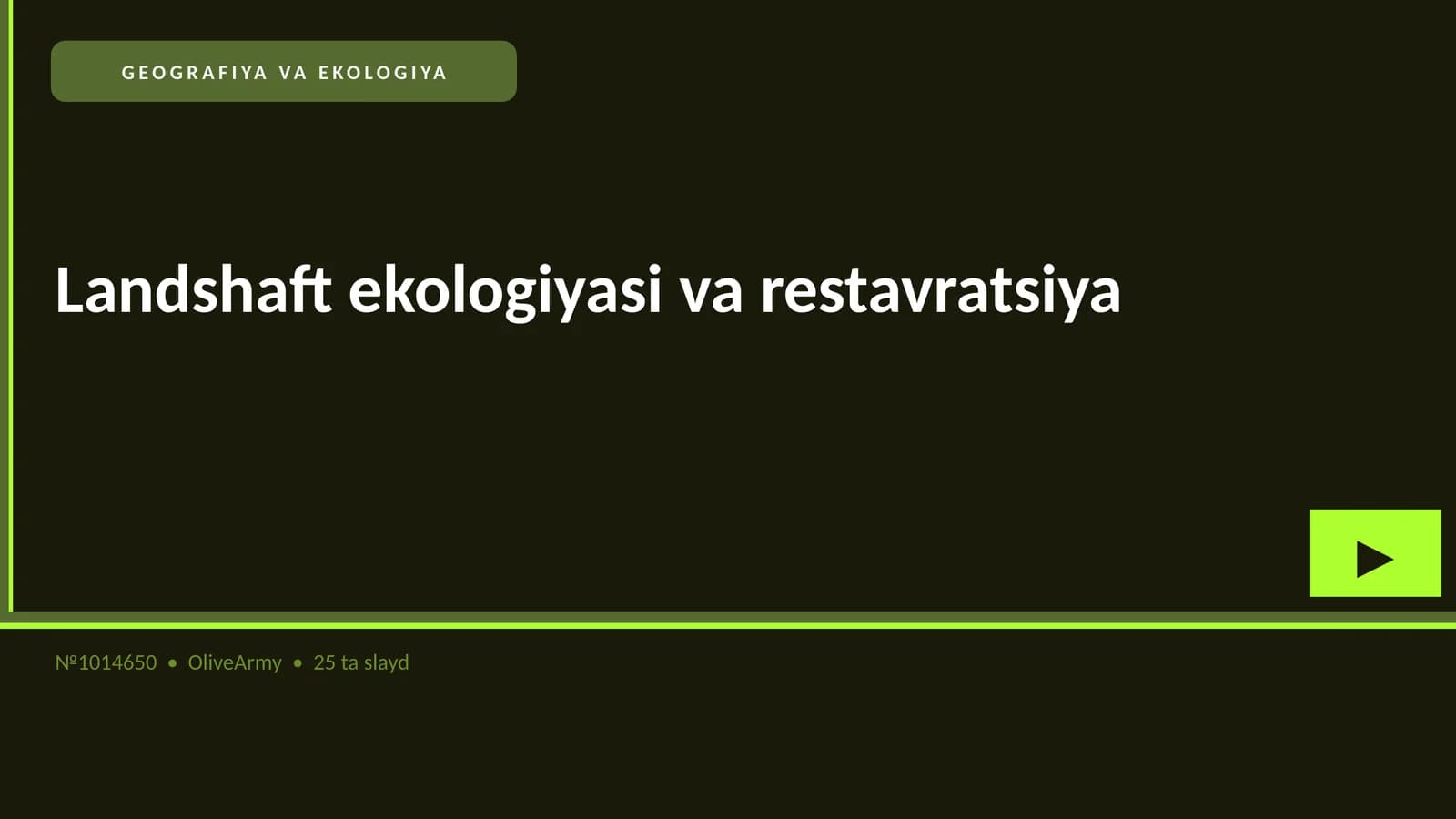 GEOGRAFIYA VA EKOLOGIYA