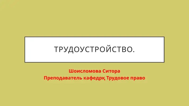 Трудоустройство