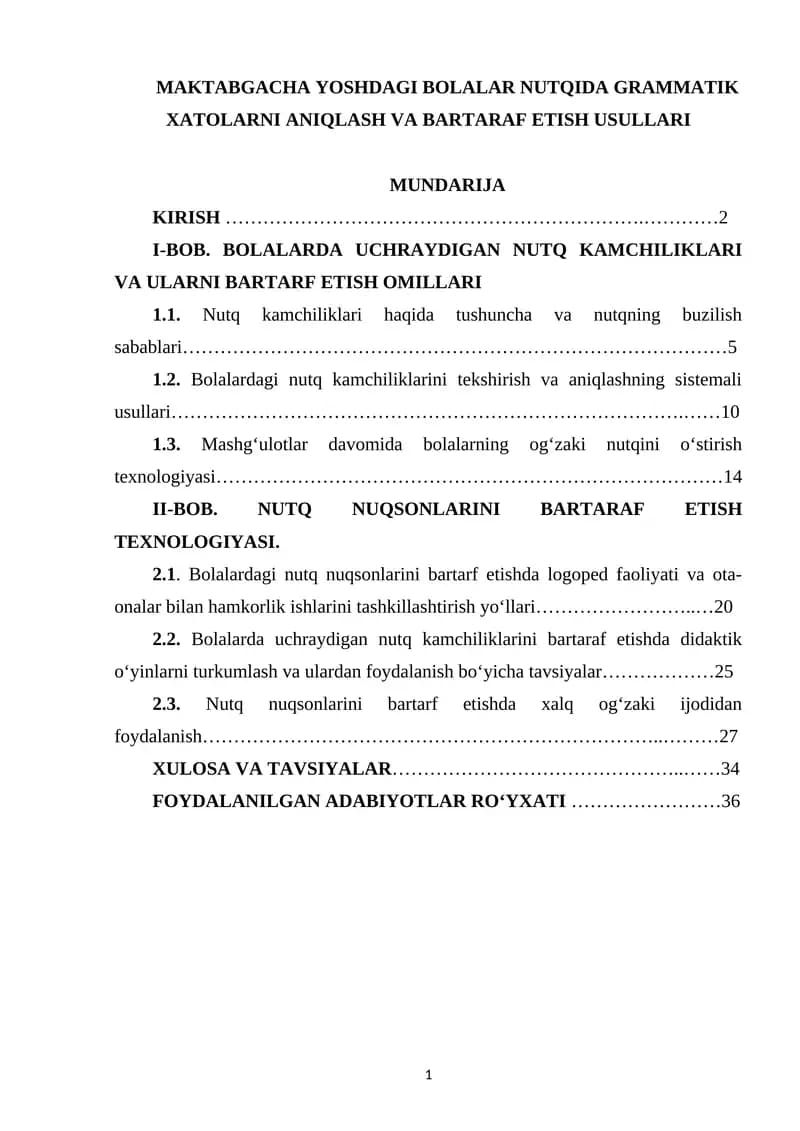 Bolalar Nutqida Grammatik Xatolarni Aniqlash va Bartaraf Etish Usullari