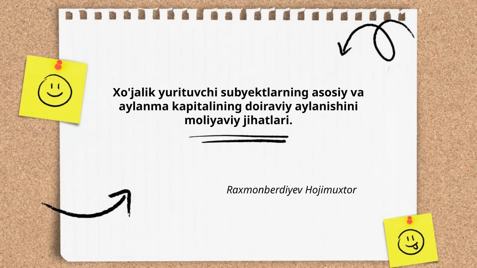 Xo'jalik yurituvchi subyektlarning asosiy va aylanma kapitalining doiraviy aylanishini moliyaviy jihatlari