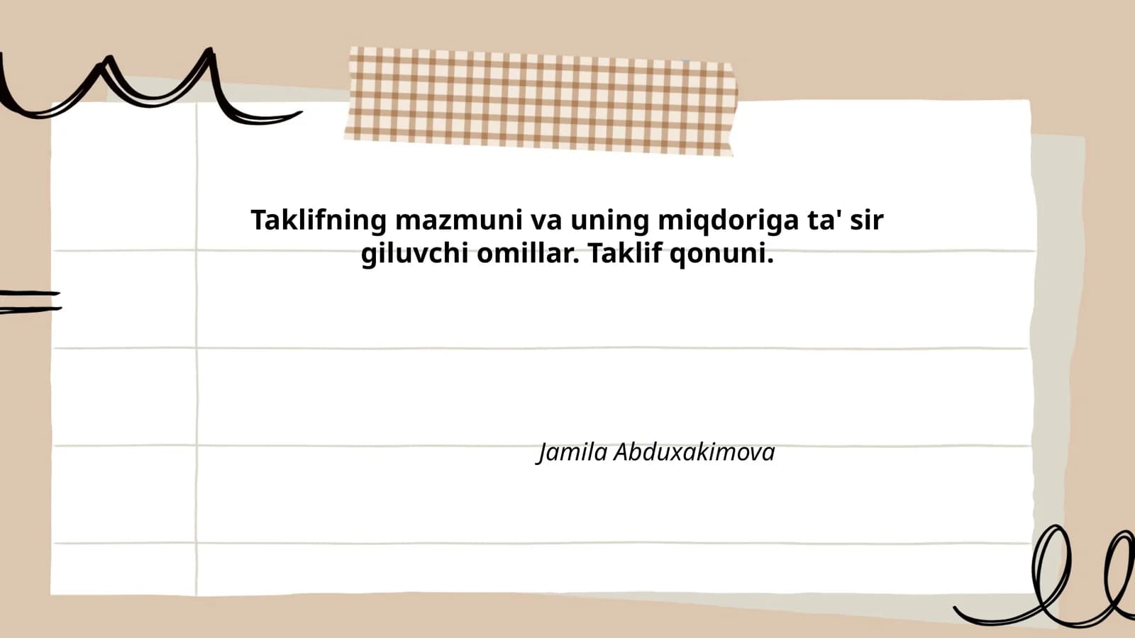 Taklifning mazmuni va uning miqdoriga ta' sir giluvchi omillar. Taklif qonuni
