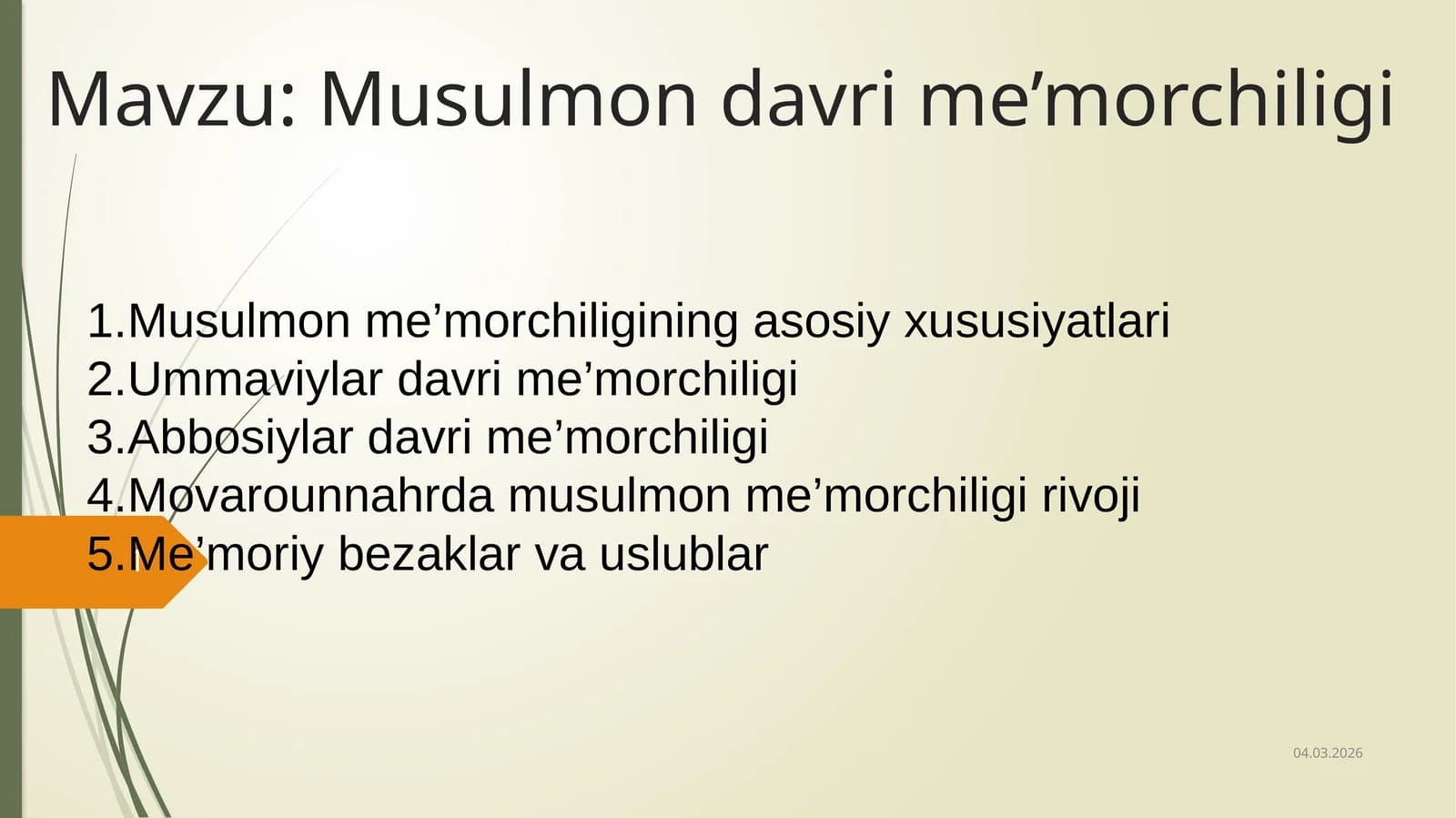 Musulmon davri me’morchiligi