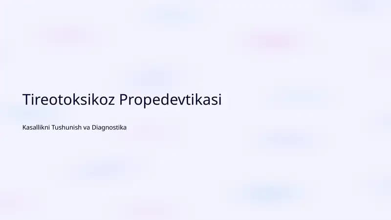 Tireotoksikoz Propedevtikasi