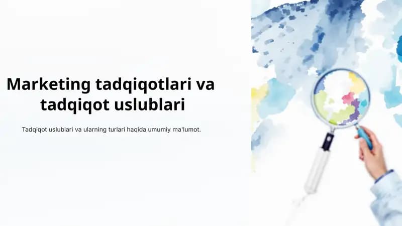 Marketing tadqiqotlari vatadqiqot uslublari