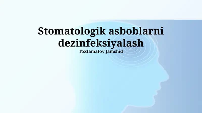 Stomatologik asboblarni dezinfeksiyalash
