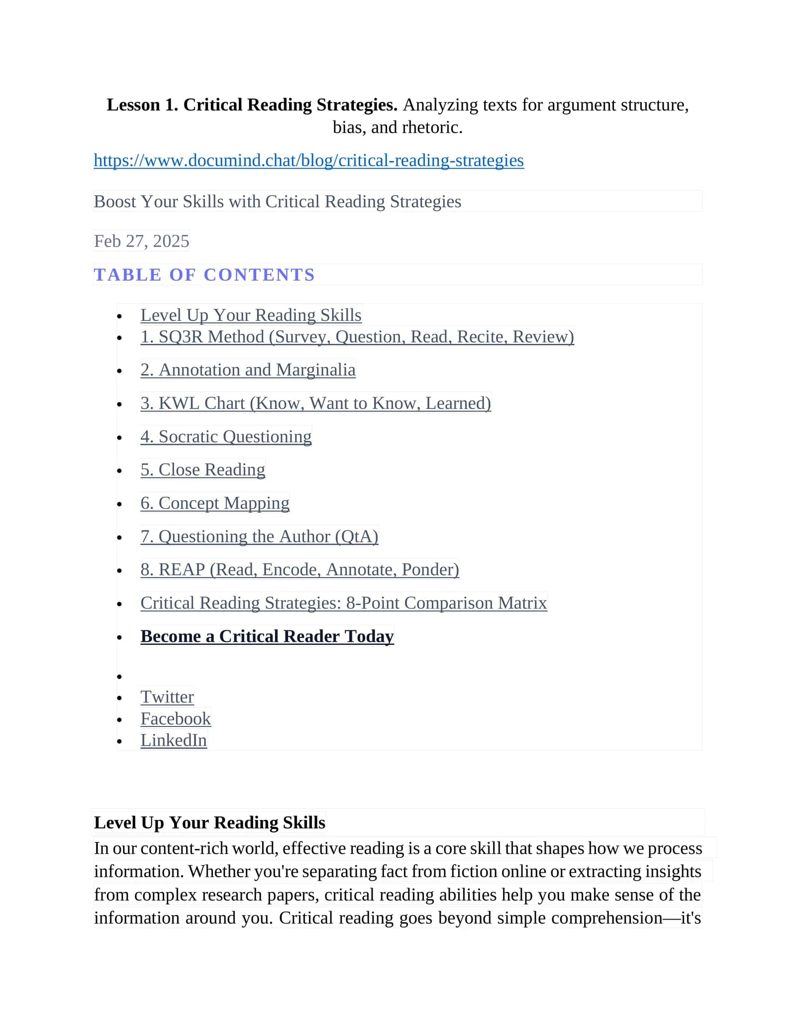 Critical Reading Strategies