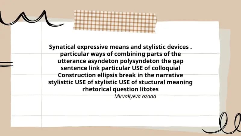 Synatical expressive means and stylistic devices