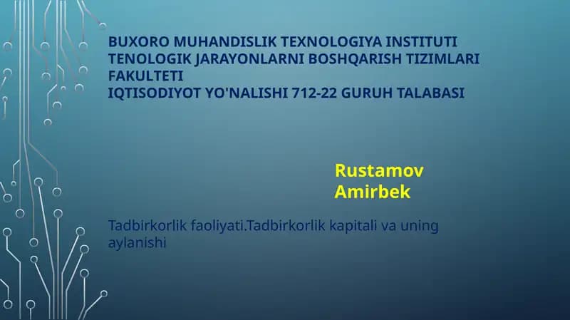 Tadbirkorlik faoliyati